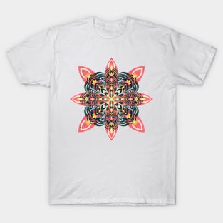 Pink and navy star mandala T-Shirt